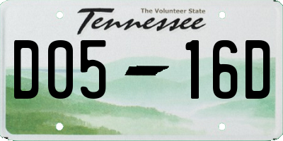 TN license plate D0516D