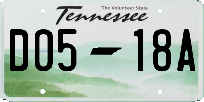 TN license plate D0518A