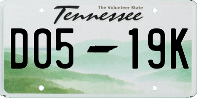 TN license plate D0519K
