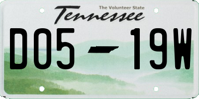 TN license plate D0519W