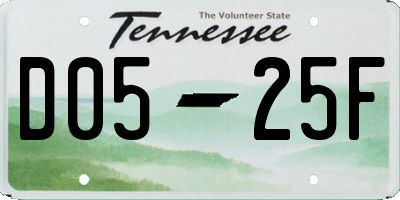 TN license plate D0525F