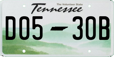 TN license plate D0530B