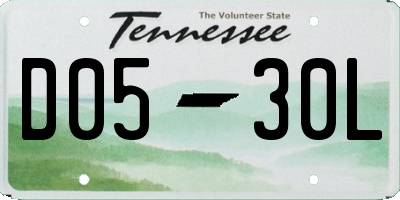 TN license plate D0530L