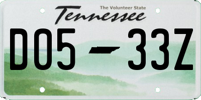 TN license plate D0533Z