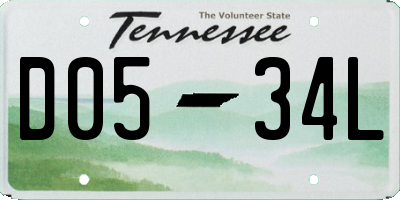 TN license plate D0534L