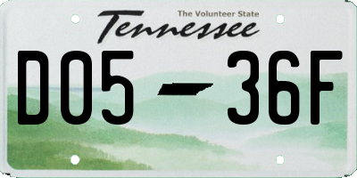 TN license plate D0536F