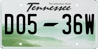 TN license plate D0536W