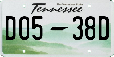 TN license plate D0538D