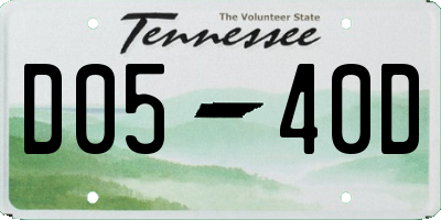 TN license plate D0540D