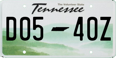 TN license plate D0540Z