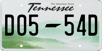 TN license plate D0554D