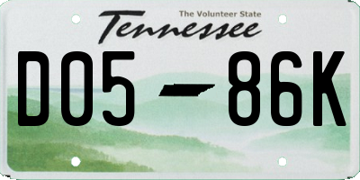 TN license plate D0586K