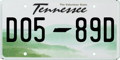 TN license plate D0589D