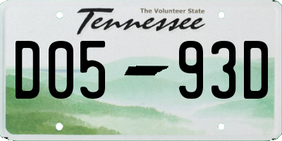 TN license plate D0593D