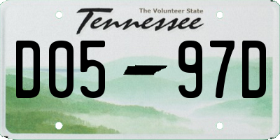 TN license plate D0597D