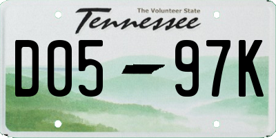 TN license plate D0597K