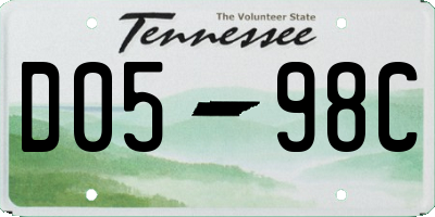 TN license plate D0598C