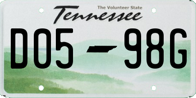 TN license plate D0598G