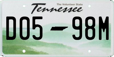 TN license plate D0598M