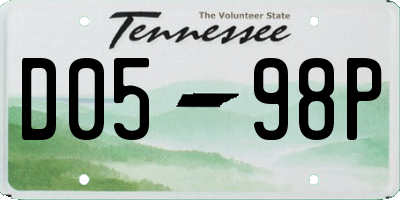 TN license plate D0598P