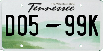 TN license plate D0599K