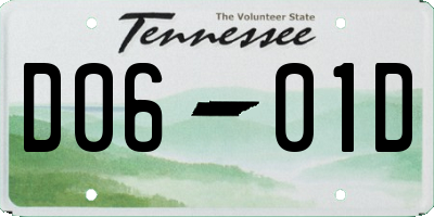 TN license plate D0601D