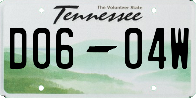 TN license plate D0604W