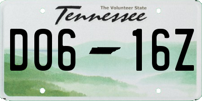 TN license plate D0616Z