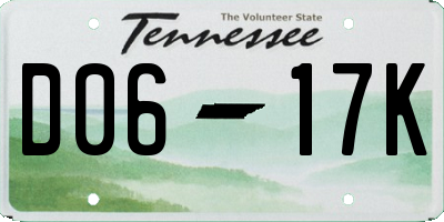 TN license plate D0617K