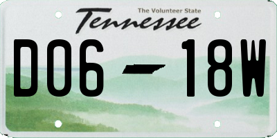 TN license plate D0618W