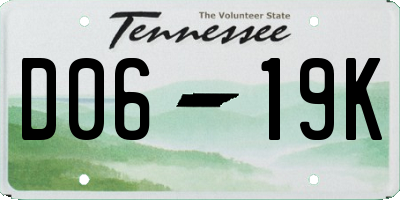 TN license plate D0619K