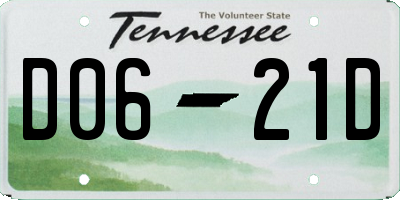 TN license plate D0621D