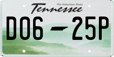 TN license plate D0625P