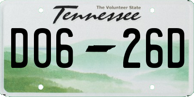 TN license plate D0626D