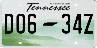 TN license plate D0634Z