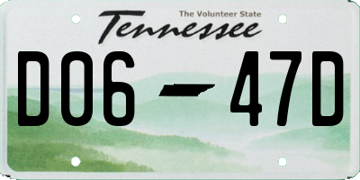TN license plate D0647D