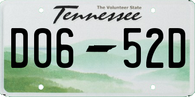 TN license plate D0652D