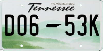 TN license plate D0653K