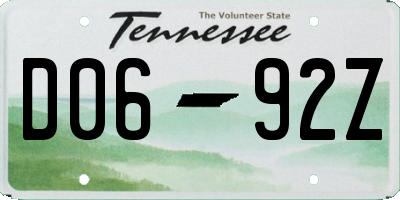 TN license plate D0692Z