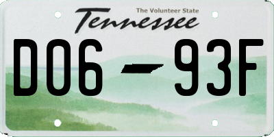 TN license plate D0693F