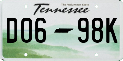 TN license plate D0698K
