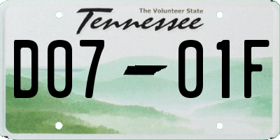 TN license plate D0701F