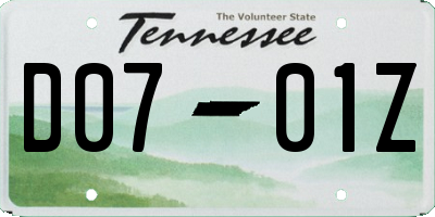 TN license plate D0701Z