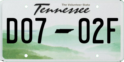 TN license plate D0702F