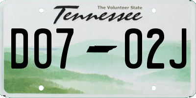 TN license plate D0702J