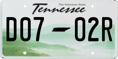 TN license plate D0702R