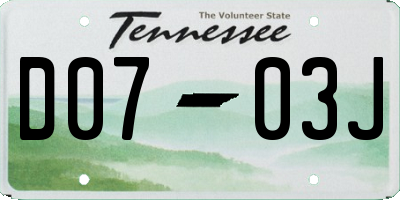 TN license plate D0703J