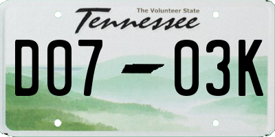 TN license plate D0703K