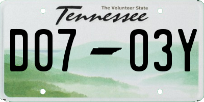 TN license plate D0703Y