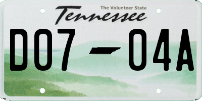 TN license plate D0704A